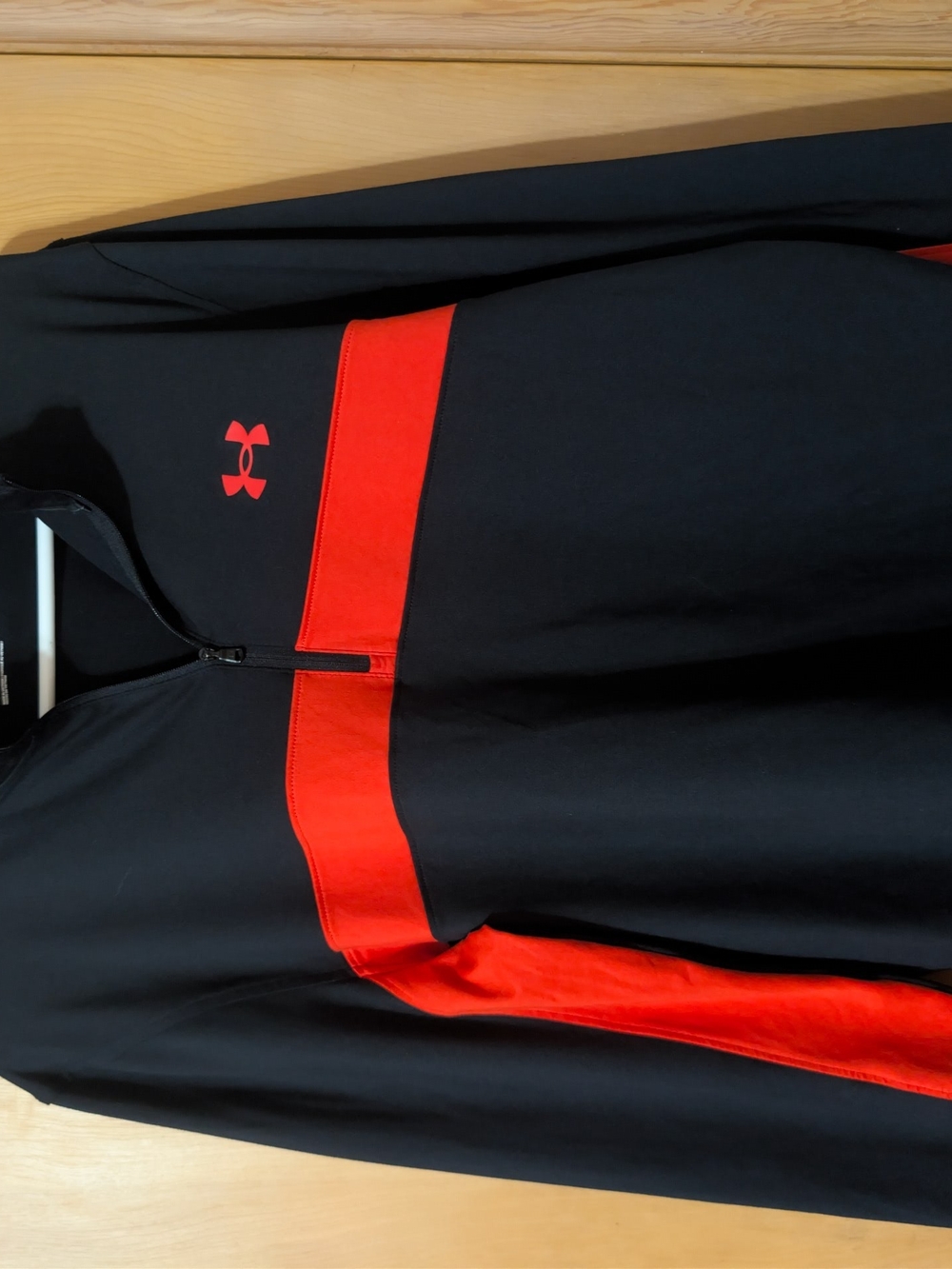 Under Armour Black with Red Chest Stripe Quarter-Zip